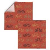 Retro Antique Bicycles on Orange (large version)