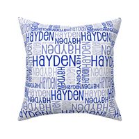 Personalised Name Fabric - White with Dark Blue