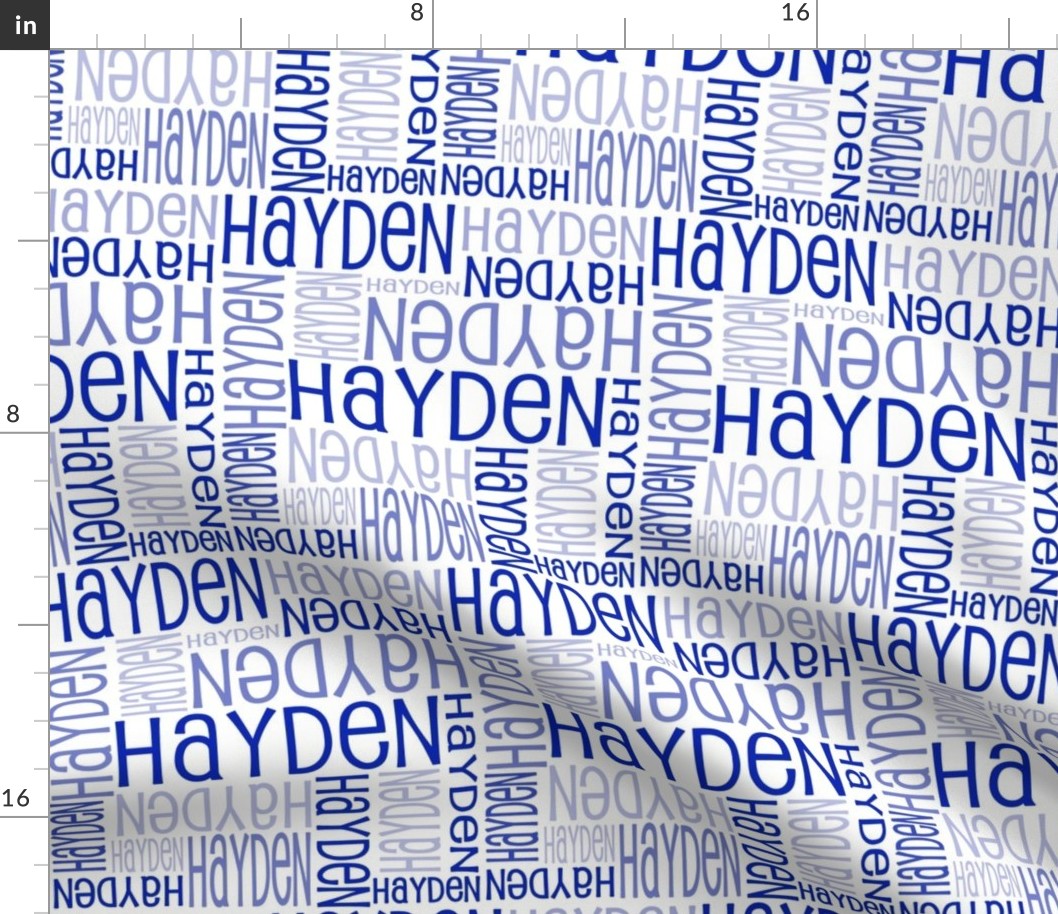 Personalised Name Fabric - White with Dark Blue