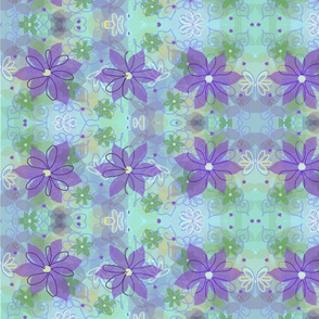 Purple__aqua_and_green_soft_floral