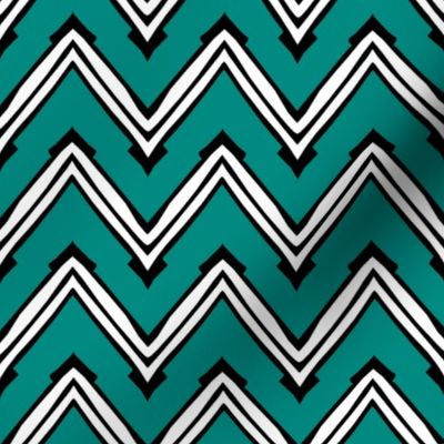 Teal and White Capped Chevron