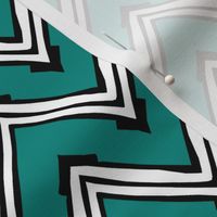 Teal and White Capped Chevron