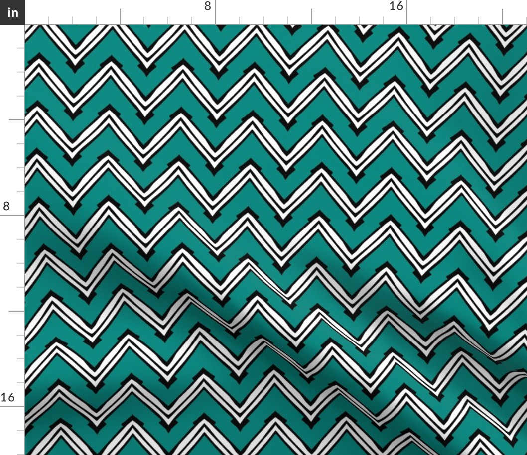 Teal and White Capped Chevron