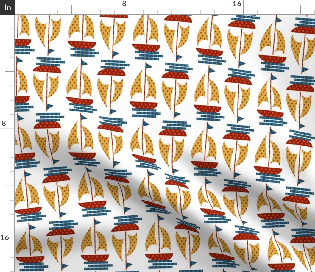 Calico Print Kids Sail Boat