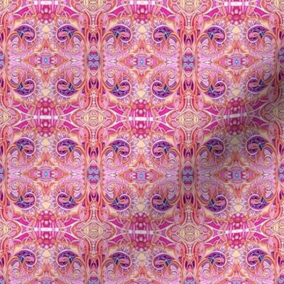 Paisley Rococo Psychedelic Patchwork in Girly Pink