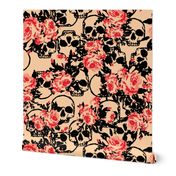 Skull Peach & Coral Floral