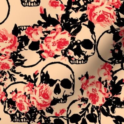 Skull Peach & Coral Floral