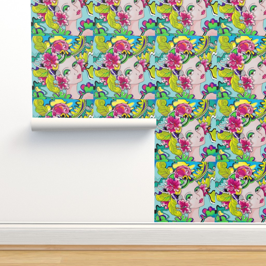 brillante, mardi, carmen, carnaval, niña, miranda Papel tapiz | Spoonflower