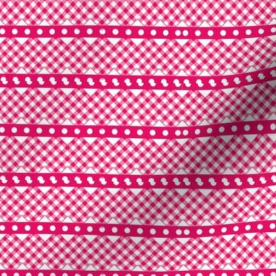 gingham ribbon  double rick rack hot pink