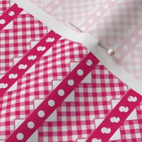 gingham ribbon  double rick rack hot pink