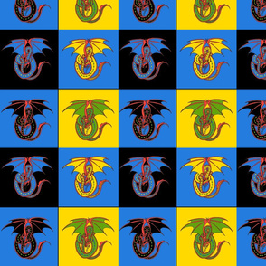 dragon w 4 patch Blue and Black