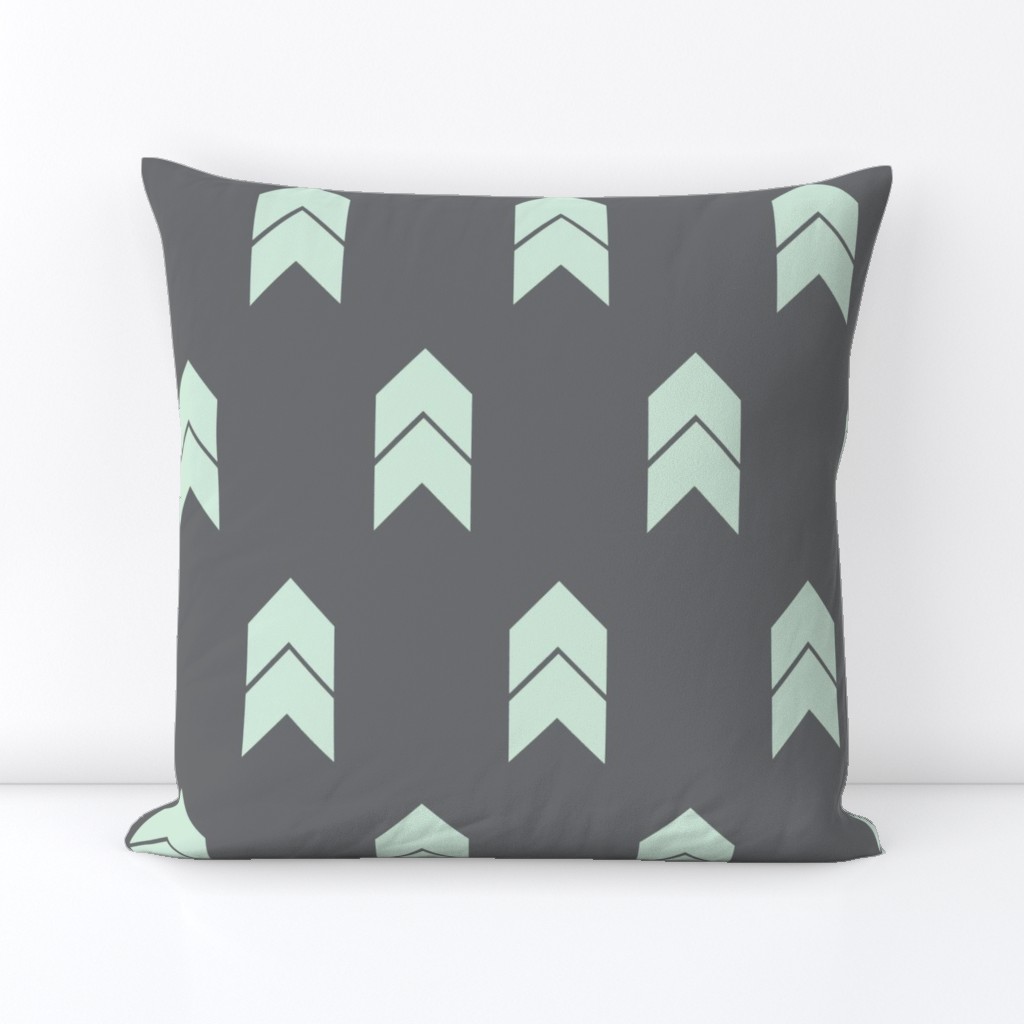 mint and grey chevron