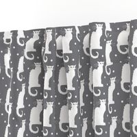 Le Chat Noir White Cat on Dotted Grey