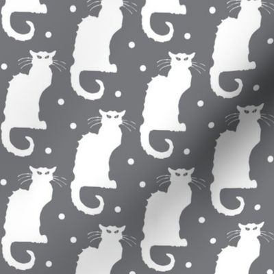Le Chat Noir White Cat on Dotted Grey
