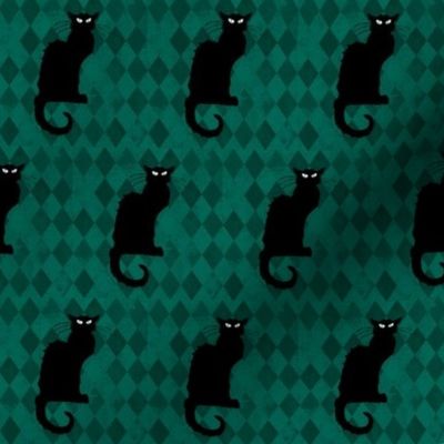 Le Chat Noir Black Cat Green Harlequin Diamond