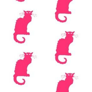 Le Chat Noir | Hot Pink Cats on White