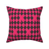 Hot Pink & Dark Grey Harlequin Diamond