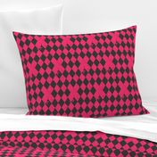 Hot Pink & Dark Grey Harlequin Diamond