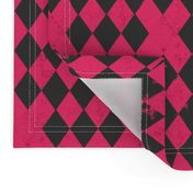 Hot Pink & Dark Grey Harlequin Diamond