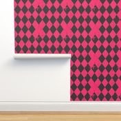 Hot Pink & Dark Grey Harlequin Diamond