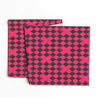 Hot Pink & Dark Grey Harlequin Diamond