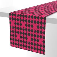 Hot Pink & Dark Grey Harlequin Diamond