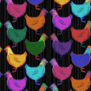 Pop Art Chickens on Black