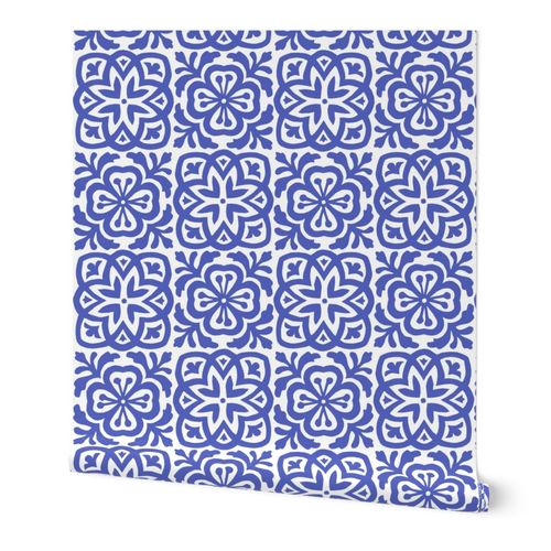 Royal Blue Tile Wallpaper | Spoonflower