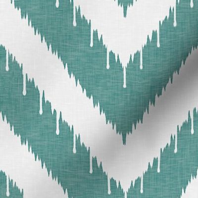 Teal Beaded Chevron Ikat