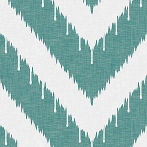 Teal Beaded Chevron Ikat