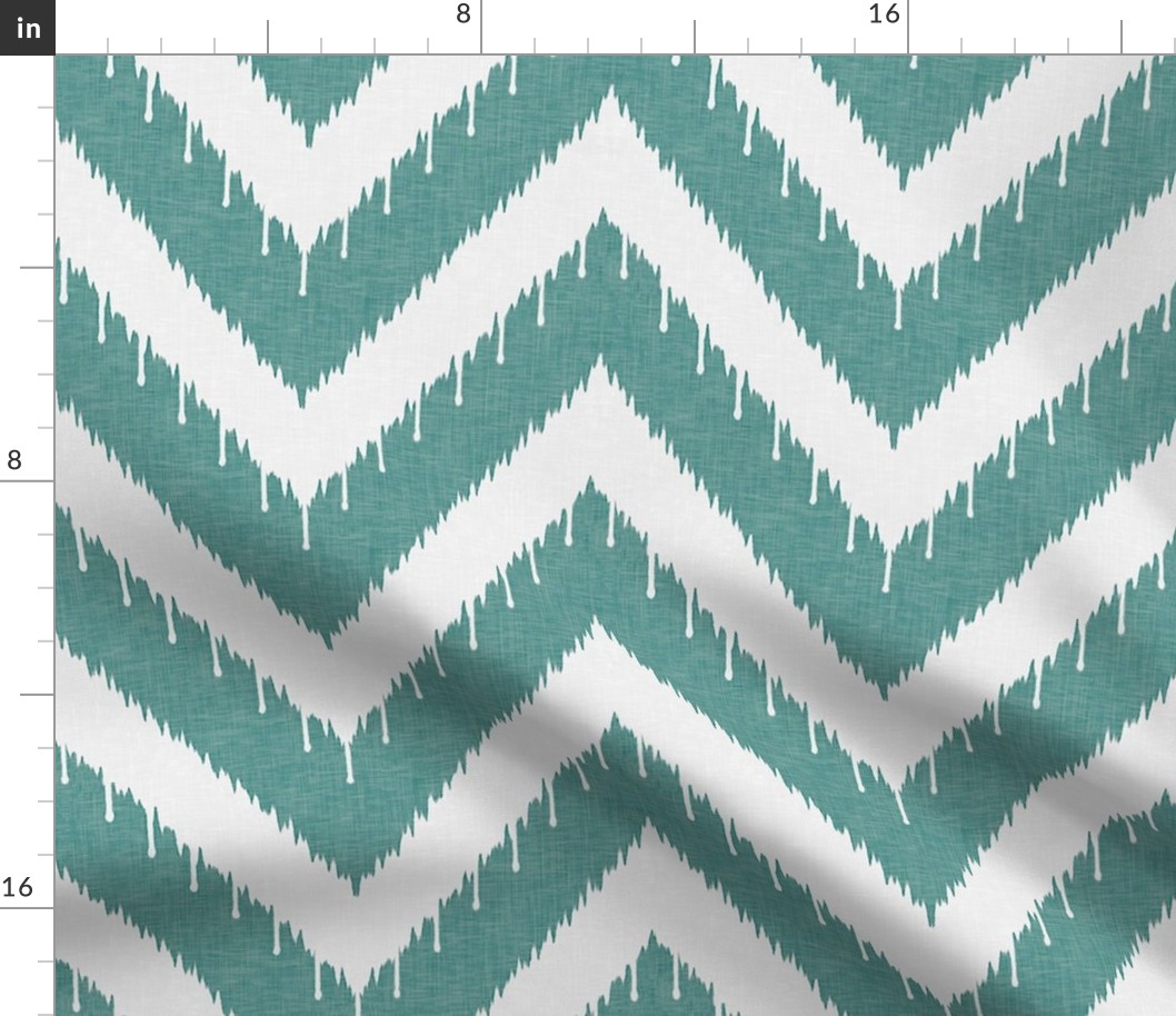 Teal Beaded Chevron Ikat