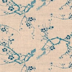 cherry blossom time - blue ink, pink