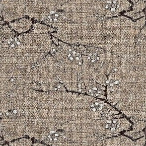 Cherry blossom time - earth tones - brown, wheat, charcoal, white