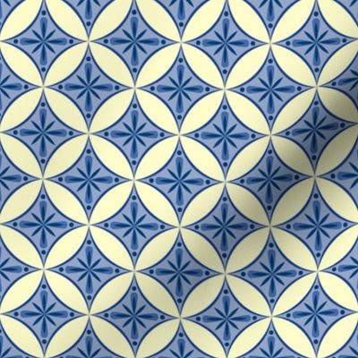 Moroccan Tiles 2 - blue-violet and cream