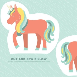 pink unicorn cut and sew fat quarter pillow