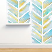 Watercolor Feather Chevron LARGE