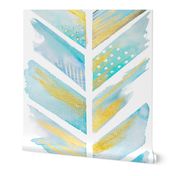 Watercolor Feather Chevron LARGE