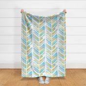 Watercolor Feather Chevron LARGE