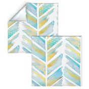 Watercolor Feather Chevron LARGE