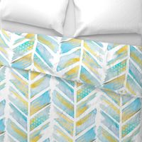 Watercolor Feather Chevron LARGE