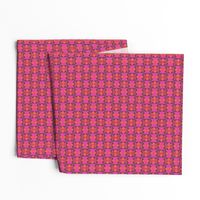 Tiny Pink Orange and Red Quilt Squares