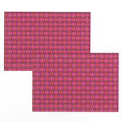 Tiny Pink Orange and Red Quilt Squares