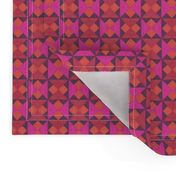 Tiny Pink Orange and Red Quilt Squares