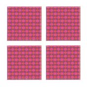 Tiny Pink Orange and Red Quilt Squares