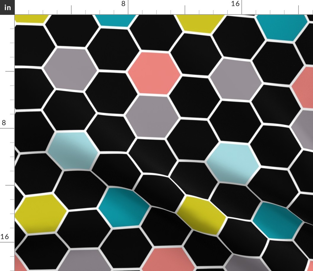 colorful hexies black