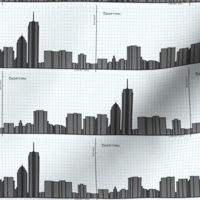 Graph of Boston Skyline - White