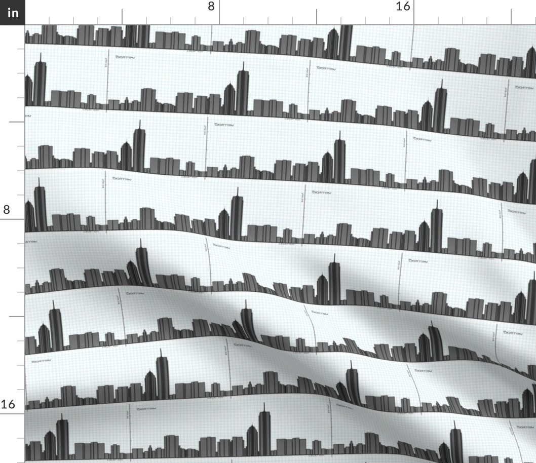 Graph of Boston Skyline - White