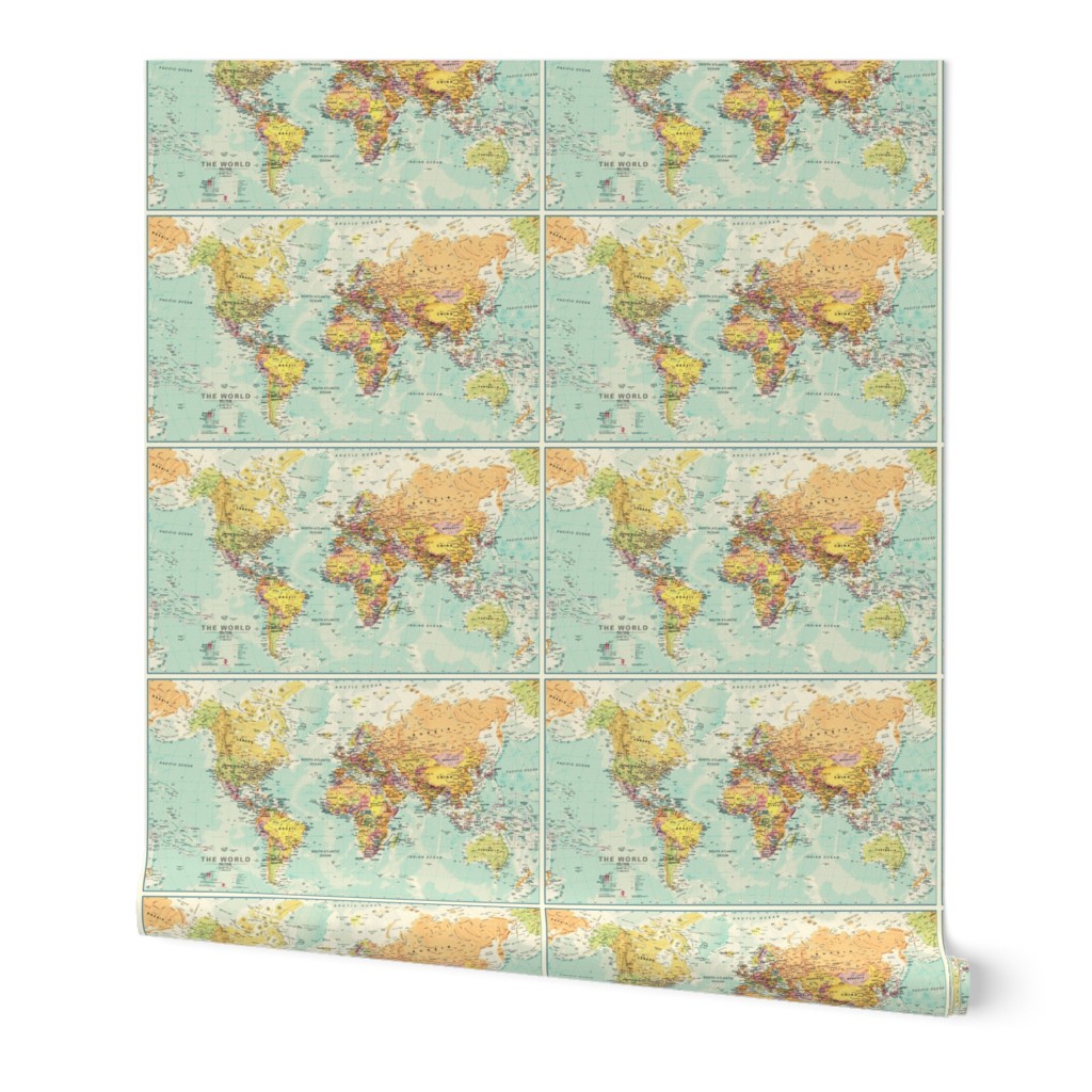 World Map Fabric