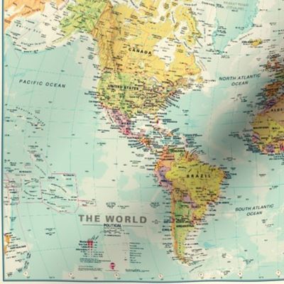 World Map Fabric