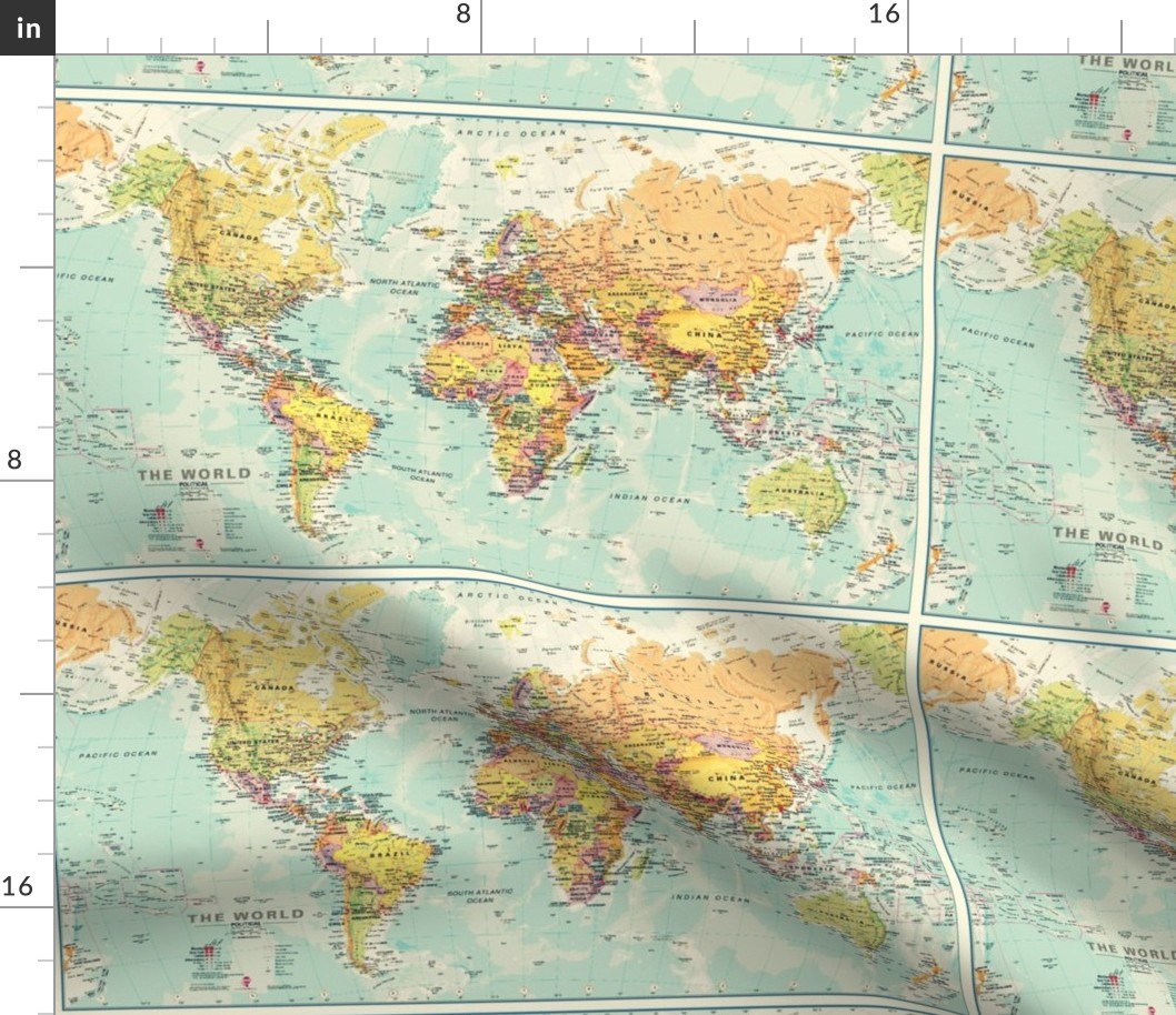 World Map Fabric